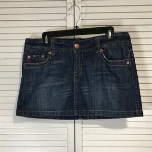 American Eagle Outfitters Y2K Dark Wash Denim Jean Mini A-line Skirt Women 14
